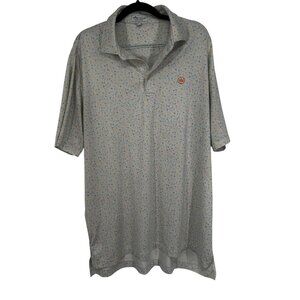 Peter Millar Short Sleeve White Green & Pink “Cocktails” Polo Shirt Size LARGE